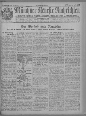 Münchner neueste Nachrichten Dienstag 24. November 1914
