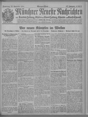 Münchner neueste Nachrichten Samstag 28. November 1914