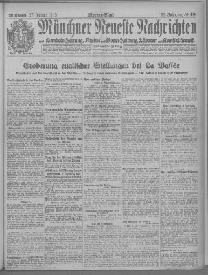 Münchner neueste Nachrichten Mittwoch 27. Januar 1915