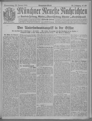 Münchner neueste Nachrichten Donnerstag 28. Januar 1915