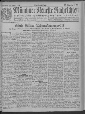 Münchner neueste Nachrichten Sonntag 23. Januar 1916