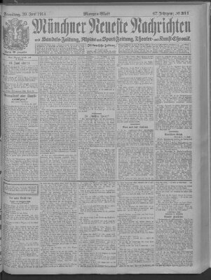 Münchner neueste Nachrichten Samstag 20. Juni 1914
