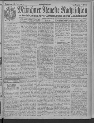 Münchner neueste Nachrichten Samstag 27. Juni 1914