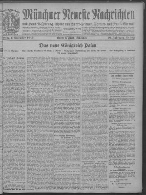 Münchner neueste Nachrichten Montag 6. November 1916