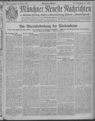 Münchner neueste Nachrichten Donnerstag 18. März 1915
