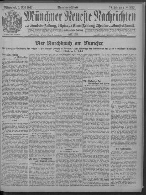 Münchner neueste Nachrichten Mittwoch 5. Mai 1915