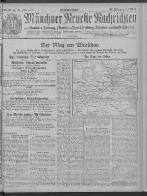 Münchner neueste Nachrichten Dienstag 27. Juli 1915