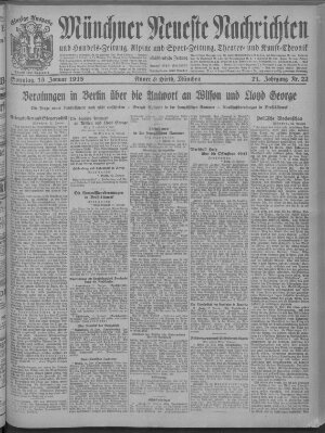 Münchner neueste Nachrichten Sonntag 13. Januar 1918