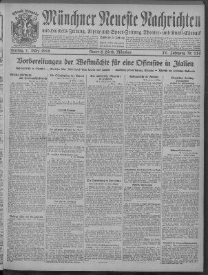 Münchner neueste Nachrichten Freitag 1. März 1918