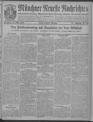 Münchner neueste Nachrichten Dienstag 26. März 1918