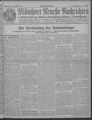 Münchner neueste Nachrichten Samstag 3. April 1915