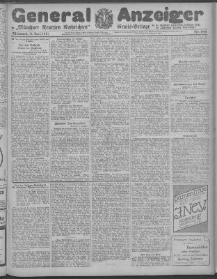 Münchner neueste Nachrichten Mittwoch 14. April 1915