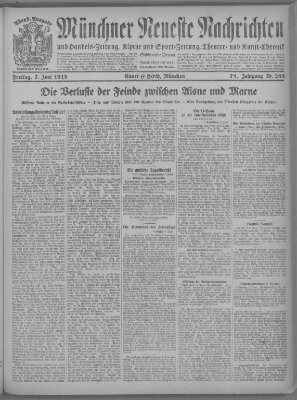 Münchner neueste Nachrichten Freitag 7. Juni 1918