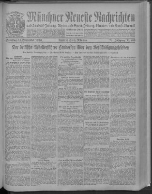 Münchner neueste Nachrichten Samstag 14. September 1918