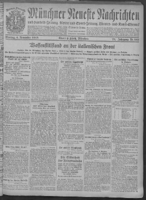 Münchner neueste Nachrichten Montag 4. November 1918