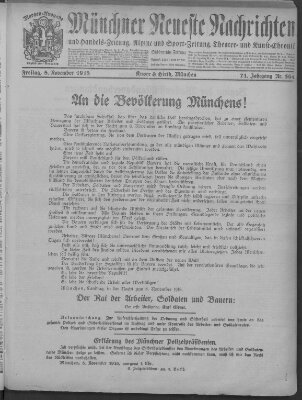 Münchner neueste Nachrichten Freitag 8. November 1918