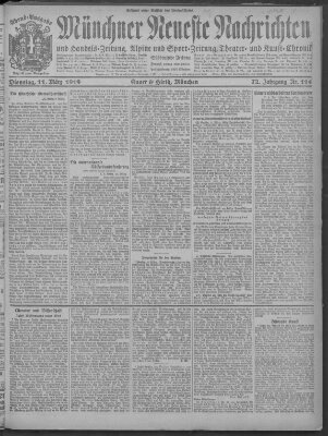 Münchner neueste Nachrichten Dienstag 11. März 1919