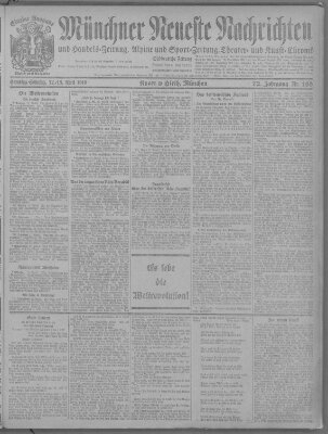 Münchner neueste Nachrichten Sonntag 13. April 1919