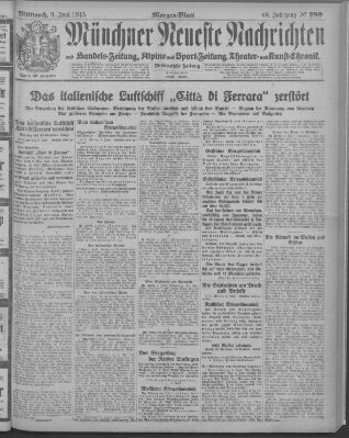 Münchner neueste Nachrichten Mittwoch 9. Juni 1915