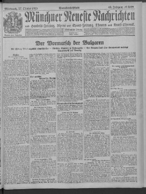 Münchner neueste Nachrichten Mittwoch 27. Oktober 1915