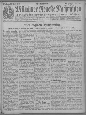 Münchner neueste Nachrichten Freitag 14. April 1916
