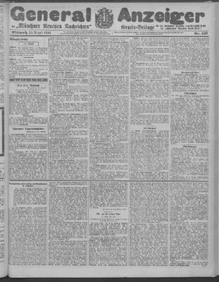Münchner neueste Nachrichten Mittwoch 23. August 1916