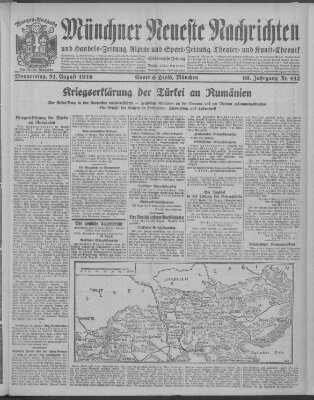 Münchner neueste Nachrichten Donnerstag 31. August 1916