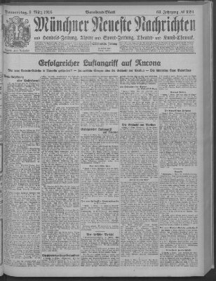 Münchner neueste Nachrichten Donnerstag 9. März 1916