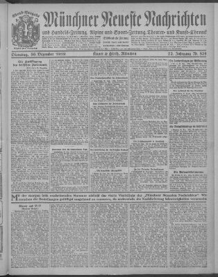 Münchner neueste Nachrichten Dienstag 30. Dezember 1919