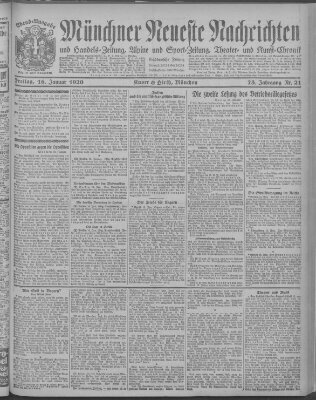 Münchner neueste Nachrichten Freitag 16. Januar 1920