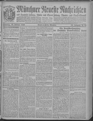 Münchner neueste Nachrichten Dienstag 10. Februar 1920