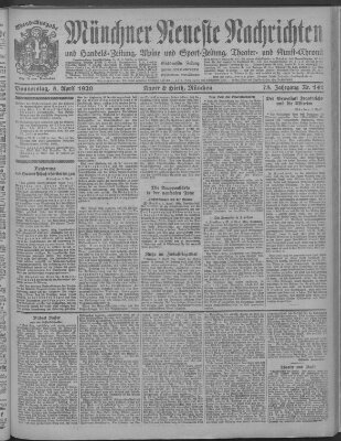 Münchner neueste Nachrichten Donnerstag 8. April 1920