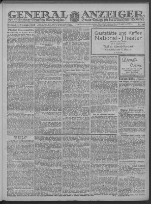 Münchner neueste Nachrichten Mittwoch 1. September 1920