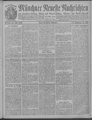 Münchner neueste Nachrichten Freitag 30. Juli 1920