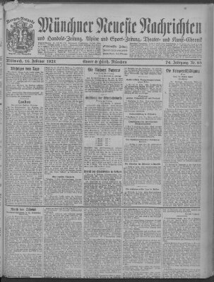 Münchner neueste Nachrichten Mittwoch 16. Februar 1921