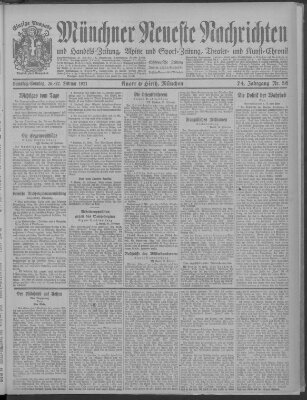 Münchner neueste Nachrichten Samstag 26. Februar 1921