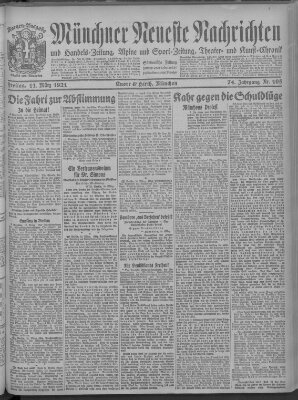 Münchner neueste Nachrichten Freitag 11. März 1921