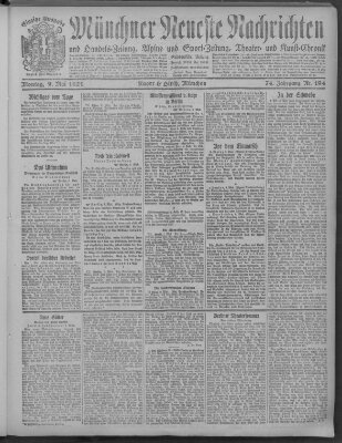 Münchner neueste Nachrichten Montag 9. Mai 1921