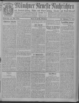Münchner neueste Nachrichten Samstag 21. Mai 1921