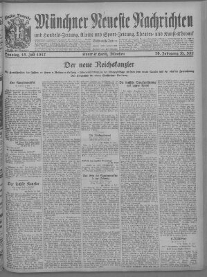 Münchner neueste Nachrichten Sonntag 15. Juli 1917