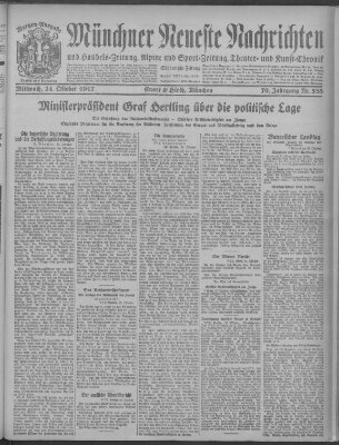 Münchner neueste Nachrichten Mittwoch 24. Oktober 1917