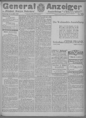 Münchner neueste Nachrichten Sonntag 9. Dezember 1917