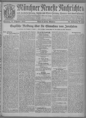 Münchner neueste Nachrichten Dienstag 11. Dezember 1917