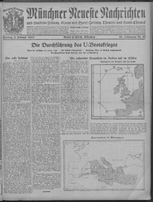Münchner neueste Nachrichten Freitag 2. Februar 1917