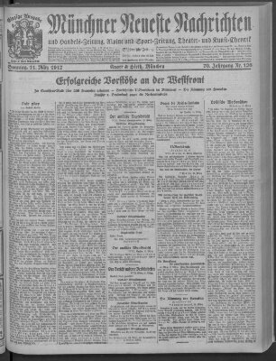 Münchner neueste Nachrichten Sonntag 11. März 1917