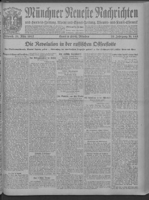 Münchner neueste Nachrichten Mittwoch 21. März 1917