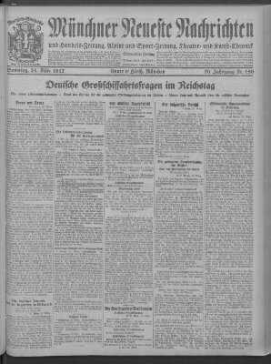 Münchner neueste Nachrichten Samstag 24. März 1917