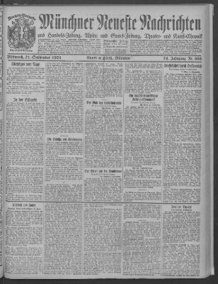 Münchner neueste Nachrichten Mittwoch 21. September 1921