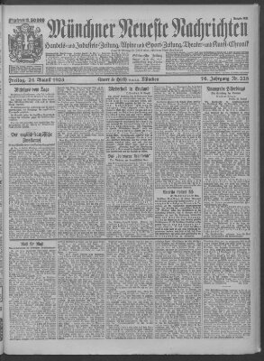 Münchner neueste Nachrichten Freitag 24. August 1923