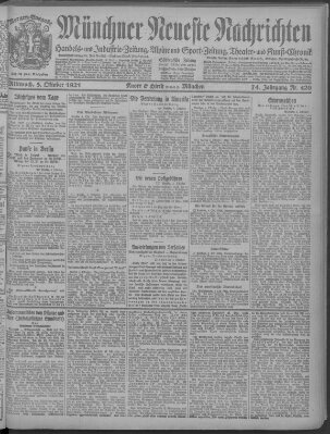 Münchner neueste Nachrichten Mittwoch 5. Oktober 1921